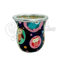 Yerba Mate teához üveg ivóedény/gourd (baglyos)